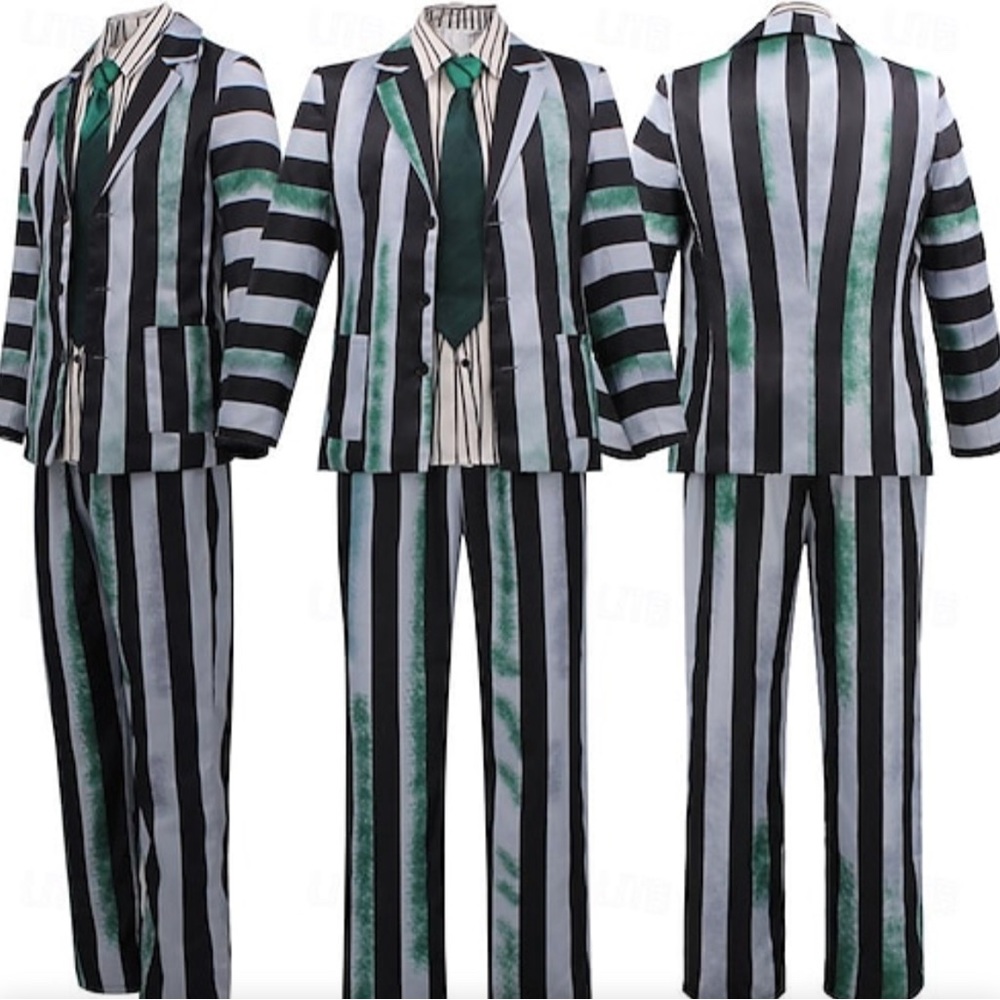 (NLA) 🛍️ NWT! Beetlejuice Halloween Suit Blazer, Pants, & Shirt Cosplay Costume - Picture 3 of 10